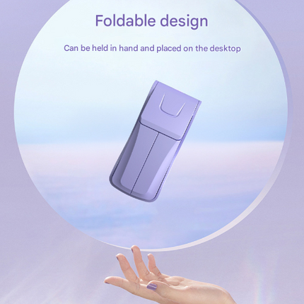 Pink Creative Dual-Head Folding Handheld Fan - USB Rechargeable, 3-Speed Strong Wind, 10.5x4.5x4cm.