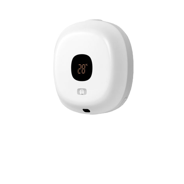 White Wall-Mounted No-Drill Automatic Foam Soap Dispenser - Infrared Sensor for Bathroom, 145x145x48mm.
