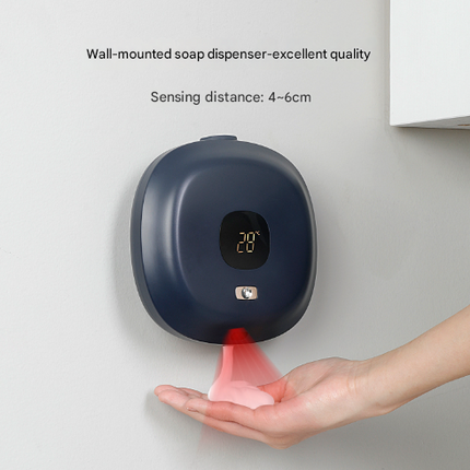 White Wall-Mounted No-Drill Automatic Foam Soap Dispenser - Infrared Sensor for Bathroom, 145x145x48mm.