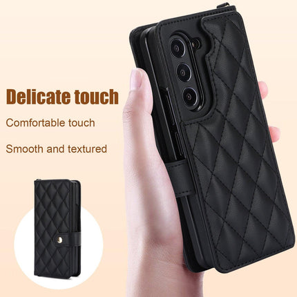 Galaxy Z Fold3 Multi-Functional Leather Wallet Case for Samsung Z Fold Series - Crossbody with Pen Slot, Quilted Design Pen Not Included.