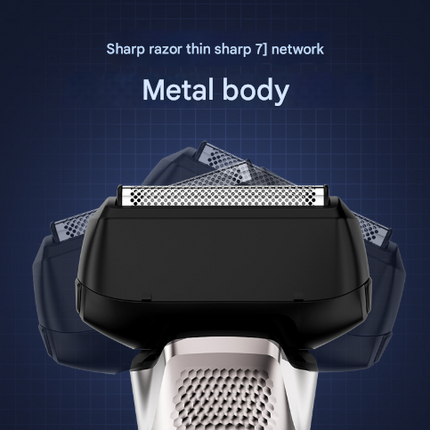 Silver Reciprocating 5-Blade Beard Trimmer - Waterproof Electric Razor for Full-Body Use.