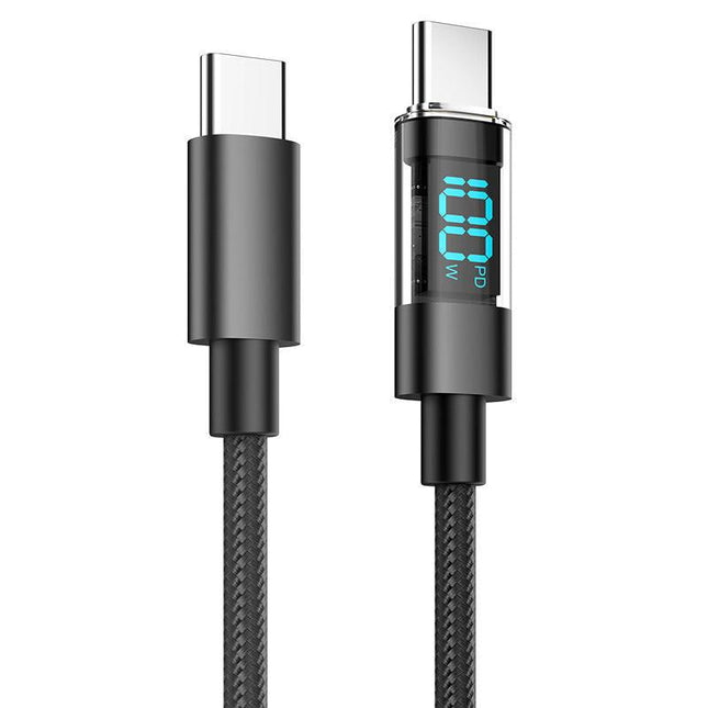 2 Meter Type-C To Type-C 4-Piece Set 1m 100W Super Fast Charge Transparent Aluminum Shell Digital Display Data Cable - Dual-Head Type-C Fast Charge Cable.