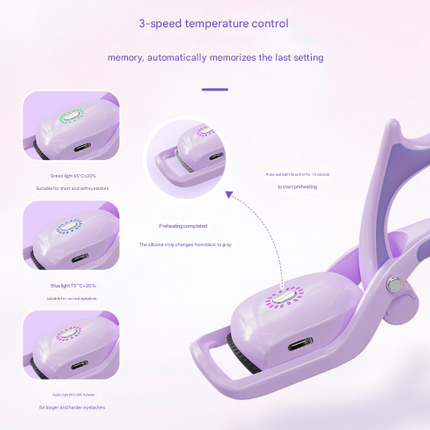 White USB Rechargeable Electric Heated Eyelash Curler - Lash Lift and Extension Tool.