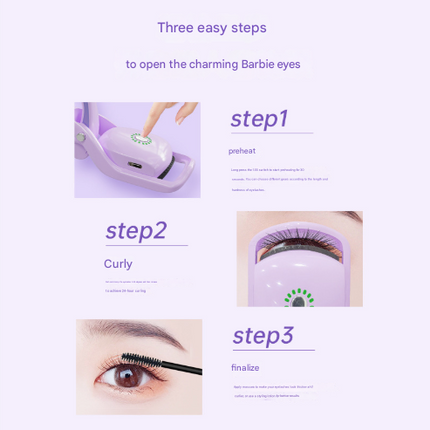 White USB Rechargeable Electric Heated Eyelash Curler - Lash Lift and Extension Tool.