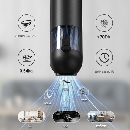 Black Versatile 2-in-1 Cordless Handheld Vacuum Cleaner & Blower - USB Rechargeable, High-Power for Car & Home.