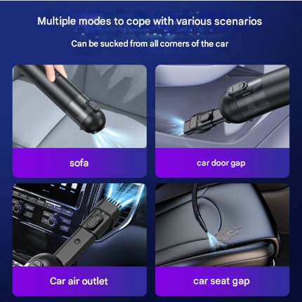 Black Versatile 2-in-1 Cordless Handheld Vacuum Cleaner & Blower - USB Rechargeable, High-Power for Car & Home.