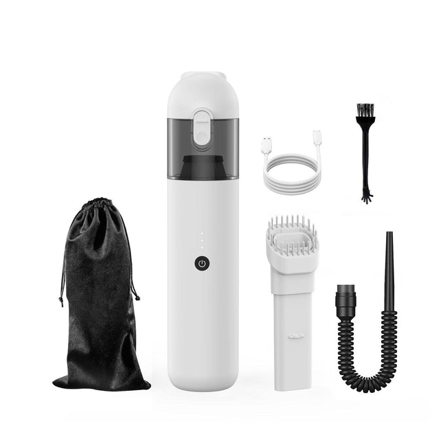 White Versatile 2-in-1 Cordless Handheld Vacuum Cleaner & Blower - USB Rechargeable, High-Power for Car & Home.