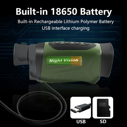 Black HD Digital Night Vision Monocular - High-Magnification Infrared Scope for Day & Night Use.