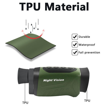 Green HD Digital Night Vision Monocular - High-Magnification Infrared Scope for Day & Night Use.