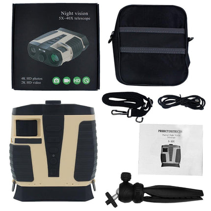 Beige HD Digital Night Vision Binoculars - High Magnification Infrared Scope with Color Night View.