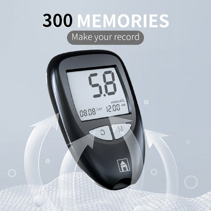 White Home Blood Glucose Meter - English Version Medical Automatic Blood Sugar Tester with Strips.