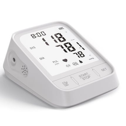 White Smart Upper Arm Blood Pressure Monitor - Medical Automatic BP Machine for Export.