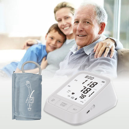 White Smart Upper Arm Blood Pressure Monitor - Medical Automatic BP Machine for Export.