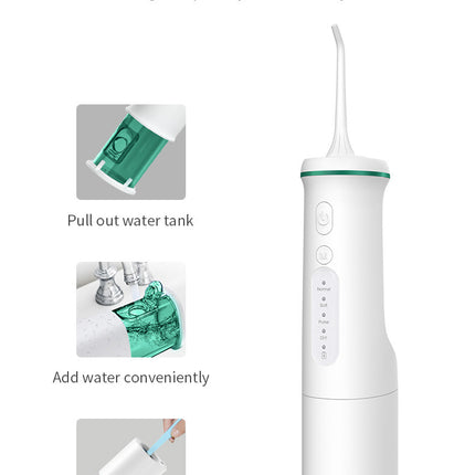 White Home Electric Oral Irrigator - Portable Water Flosser for Teeth Cleaning.