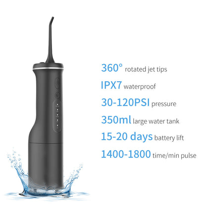 Black Home Electric Oral Irrigator - Portable Water Flosser for Teeth Cleaning.