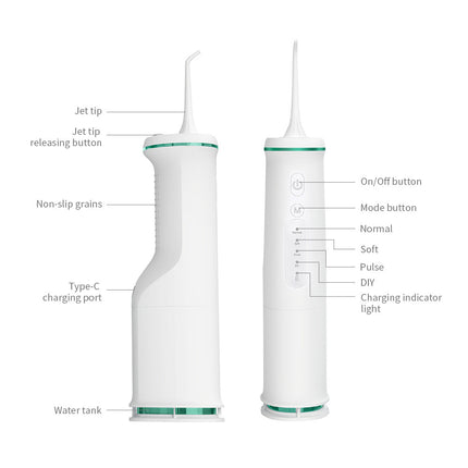 Black Home Electric Oral Irrigator - Portable Water Flosser for Teeth Cleaning.