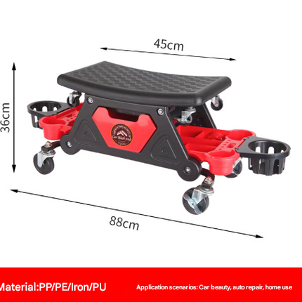 Divided Cup Holder Auto Repair Polishing Stool - Detachable Seat Car Wash Tool Creeper Stool.