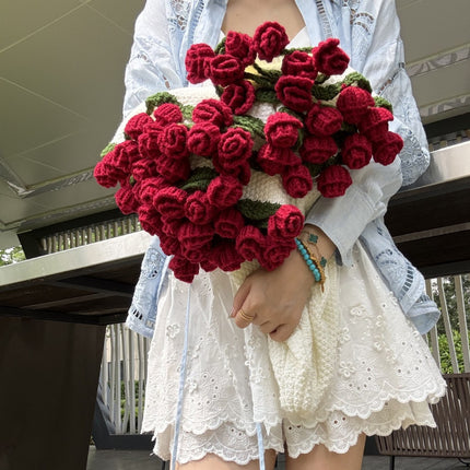 Handmade Rose Bouquet Blanket - Premium Finished Floral Nap Blanket, 113cm Diameter, 52 Flowers.