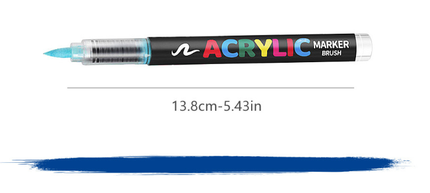 72 Colour Set Vibrant Cyan Acrylic Marker with Soft Brush Tip - 13.8 cm Professional Art Pen.