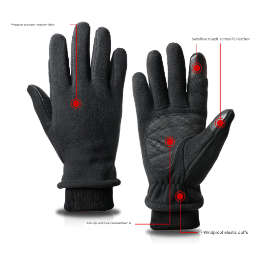 S Navy Blue Warm Windproof Touchscreen Gloves - Anti-Slip Grip for Winter Cycling & Outdoor Sports.