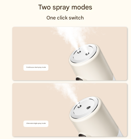Beige ortable Desktop Dual-Spray Humidifier with Air Purification for Office and Bedroom.