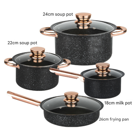 8-Piece Stainless Steel Cookware Set with Maifan Stone Non-Stick Coating.