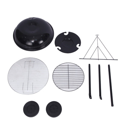 Outdoor Folding Apple-Shaped Stainless Steel Charcoal Barbecue Grill - 41cm Grill Net.