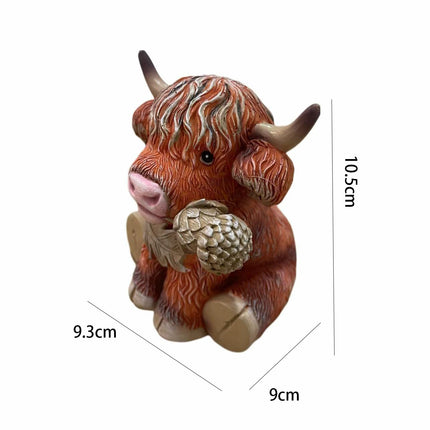Cute Scottish Highland Cow Resin Statue - Nordic Home Decor Gift.