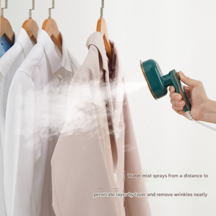 Green Mini Handheld Steam Iron - Portable Garment Steamer.