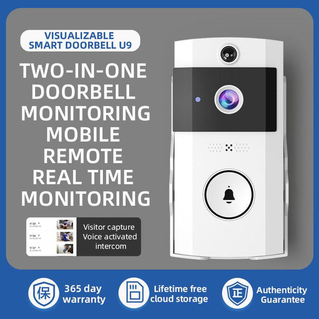 Transparent Rain Cover + Doorbell Combination HD Wireless Video Doorbell with Long-Lasting Battery.