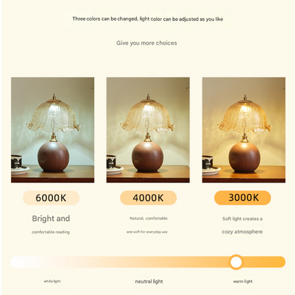 Three-colour Changing Light French-Inspired Bedside Lamp - Modern Minimalist Warm Light.