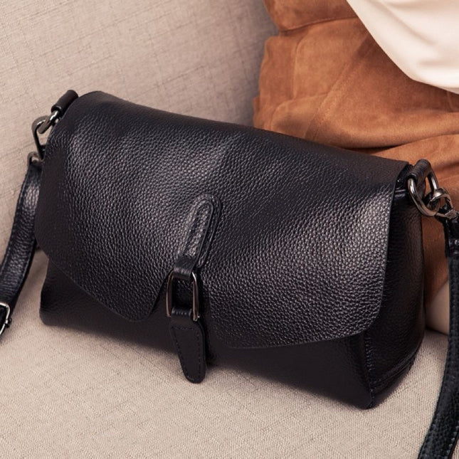 Genuine Leather Women's Crossbody Bag with Soft Cowhide Finish.
