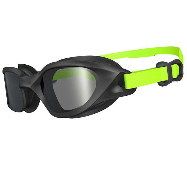 Black-green Premium Full-View Anti-Fog Adult Swim Goggles with Transparent Case.