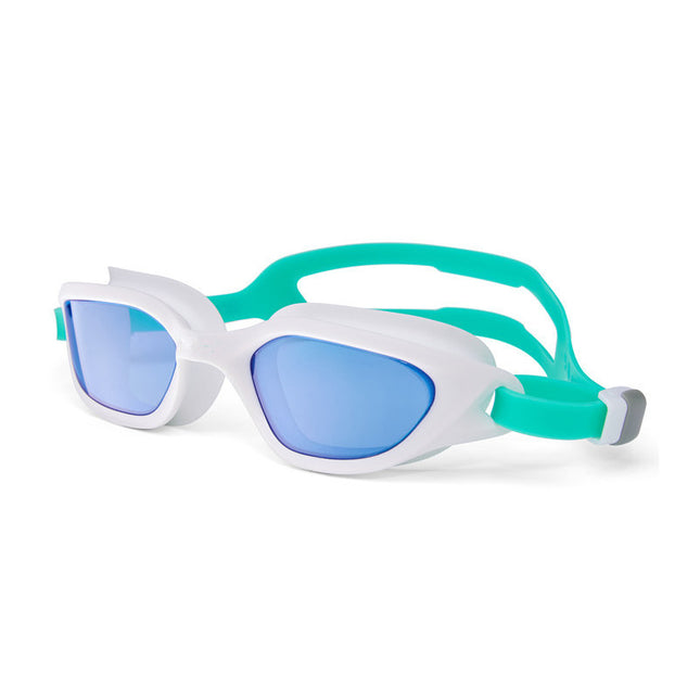 White-green Premium Full-View Anti-Fog Adult Swim Goggles with Transparent Case.