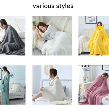 110cm x 150cm Grey Knitted Sofa Blanket for Autumn and Winter Naps.