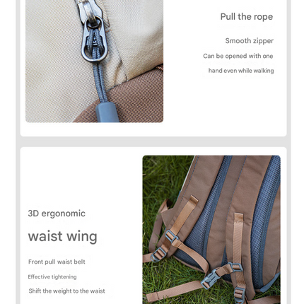 Balck-white 20L Lightweight Hiking Backpack for Camping, Travel, and Commuting.