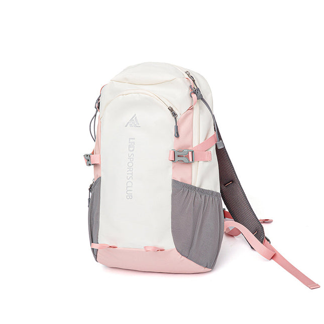 Pink-white 20L Lightweight Hiking Backpack for Camping, Travel, and Commuting.