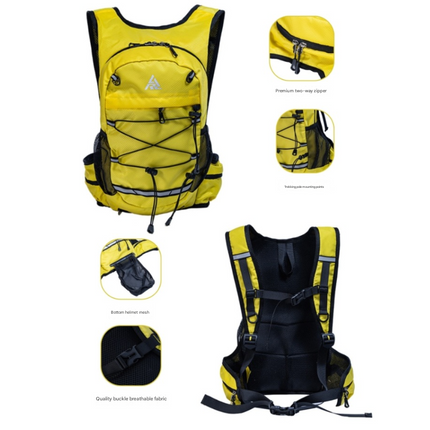 Yellow Lightweight Hydration Backpack for Trail Running, Cycling, and Marathons.