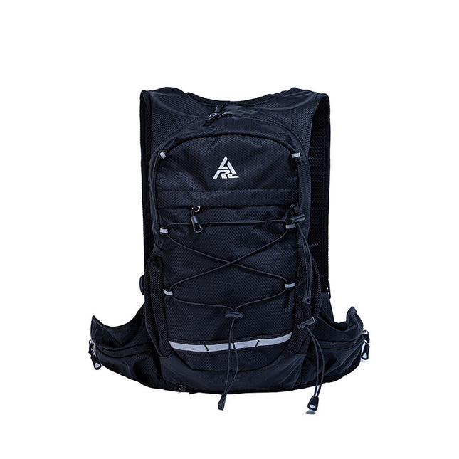 Black Lightweight Hydration Backpack for Trail Running, Cycling, and Marathons.