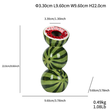 Watermelon Nordic-Style Minimalist Fruit and Flower Vase - Modern Home Decor.