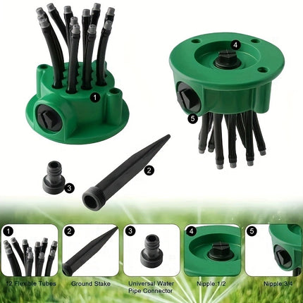 3-Piece 360-Degree Multi-Head Garden Sprinkler Set - Efficient Watering Solution.