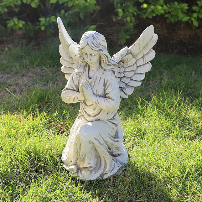Nordic Style Resin Angel Garden Ornament - Serene Religious Decor.