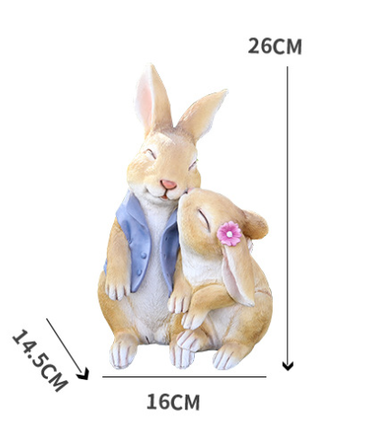 Kisses Rabbits Cute Rabbit Resin Garden Ornament - Charming Outdoor Decor.