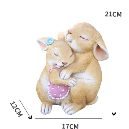 Hug Rabbits Cute Rabbit Resin Garden Ornament - Charming Outdoor Decor.