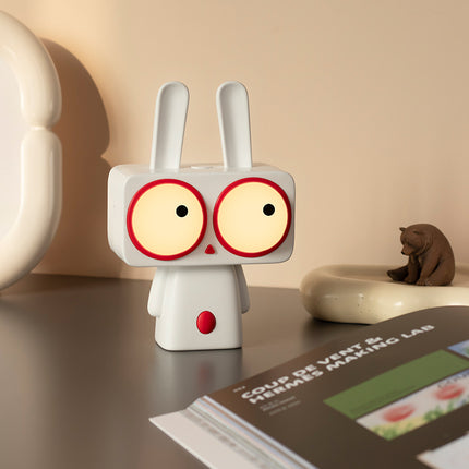 Round Eyes Cute Bobi Rabbit LED Night Light for Kids - USB Rechargeable.