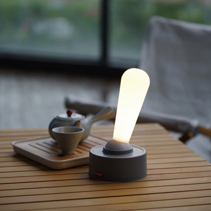 Grey Vintage Toggle Rechargeable Night Light - Minimalist Bedside Ambiance.