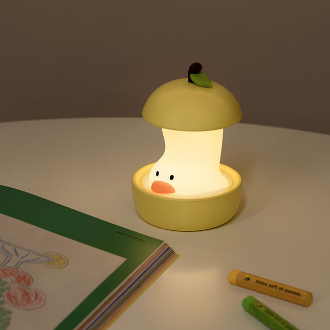 Green Colorful Duck Pear USB Night Light - Adjustable Sleep Companion.