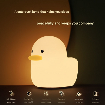 Ducky Silicone Tap-Tap LED Night Light - Rechargeable Sleep Companion.