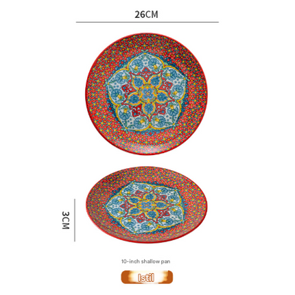 Isidil 10-Inch Bohemian Ceramic Shallow Plate.