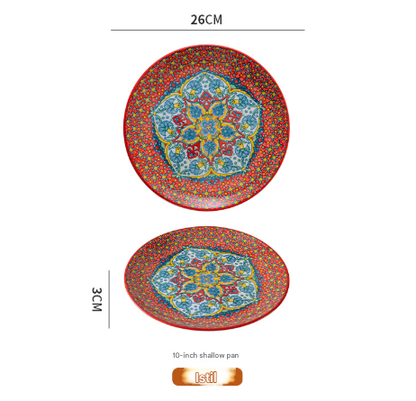 Isidil 10-Inch Bohemian Ceramic Shallow Plate.